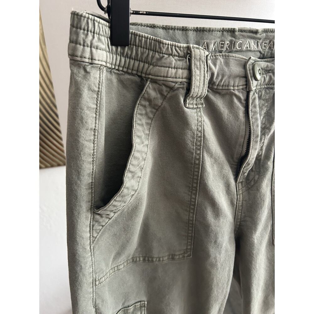 American Eagle Women's Green Cargo Pants 90 S Grunge Sz 6 Utility Boho Stretch - Picture 4 of 12